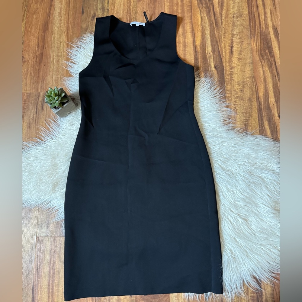 Helmut Lang Bodycon Helmut Scoop Neck Midi Dress Blsck